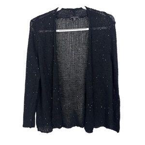 Eileen Fisher Black Loose Knit Sequin Cardigan
